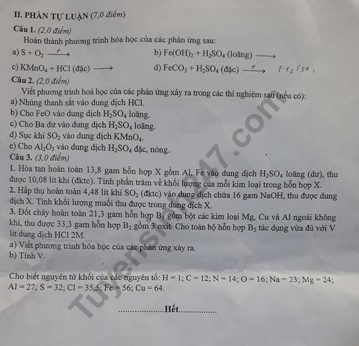 De ki 2 mon Hoa lop 10 - So GD Quang Binh nam 2019