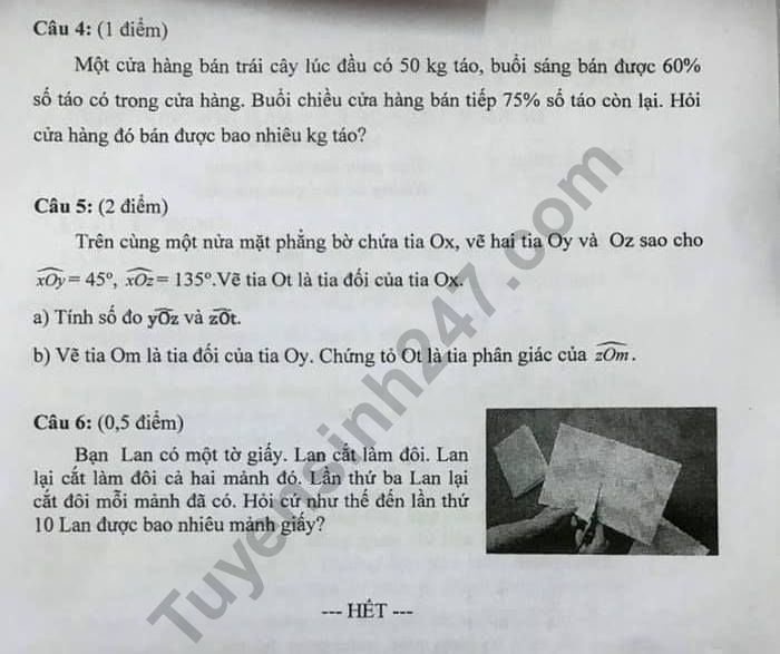 De ki 2 mon Toan lop 6 nam 2019 Quan 4