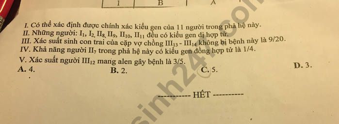 De thi thu THPTQG 2019 mon Sinh - Chuyen Khoa Hoc Tu Nhien lan 3 (Co dap an)