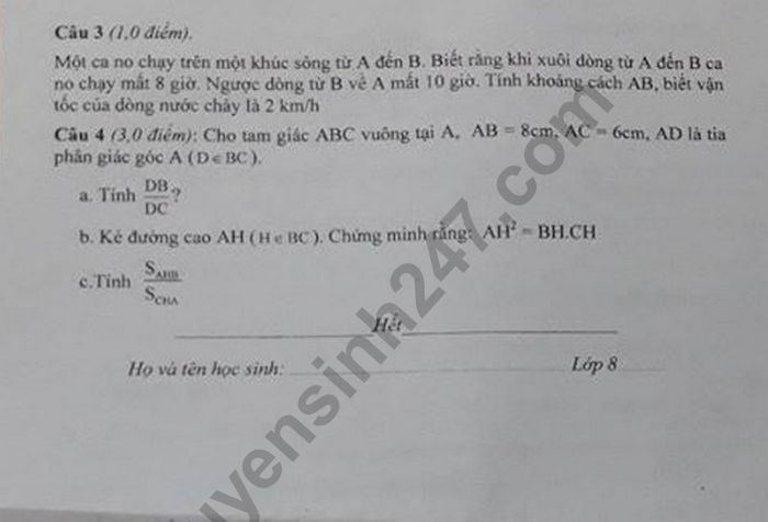 De mon Toan ki 2 lop 8 - THCS Hai Yen 2019