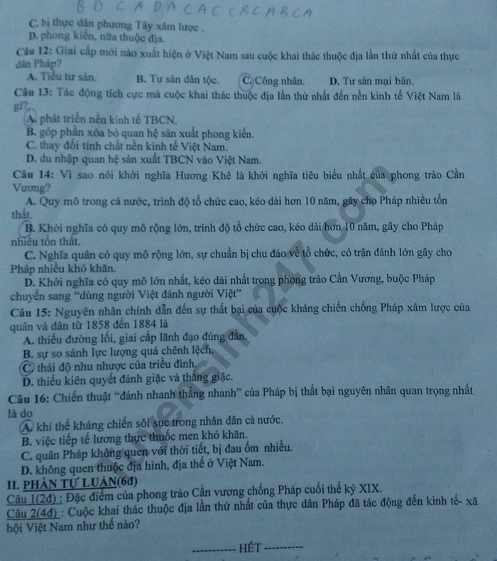De ki 2 mon Su lop 11  nam 2019 - THPT So 1 Phu Cat