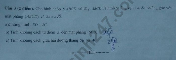 De thi hoc ki 2 mon Toan lop 11 - THPT So 1 Phu Cat 2019