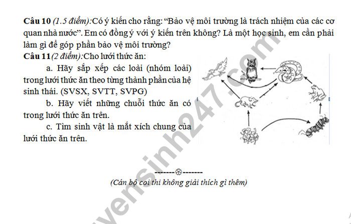 De ki 2 mon Sinh lop 9 - THCS Tra Thanh 2019