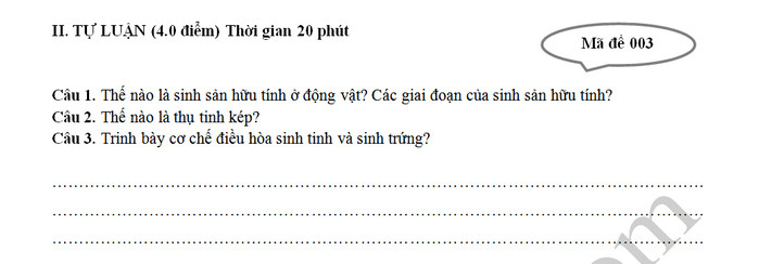 De ki 2 mon Sinh lop 11 - THPT Phan Van Hung nam 2019