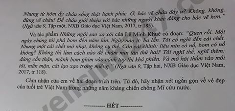Dap an de thi vao lop 10 mon Van So GD Can Tho nam 2019