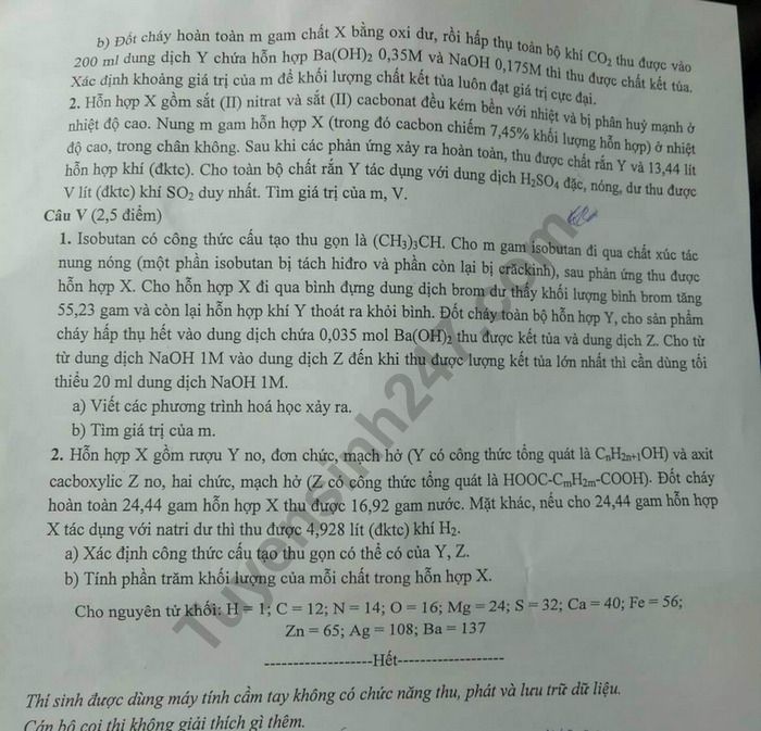 Dap an de thi vao lop 10 mon Hoa nam 2019 So HN