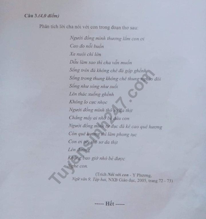 Dap an de thi mon Van vao lop 10 So Phu Yen nam 2019