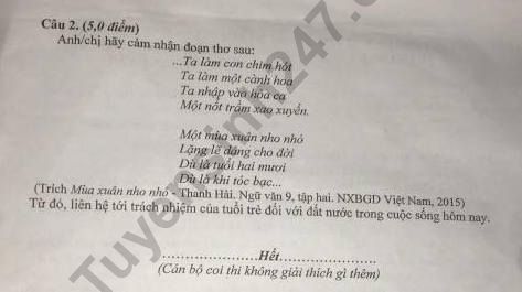 Dap an mon Van thi vao lop 10 - So GD Thanh Hoa 2019