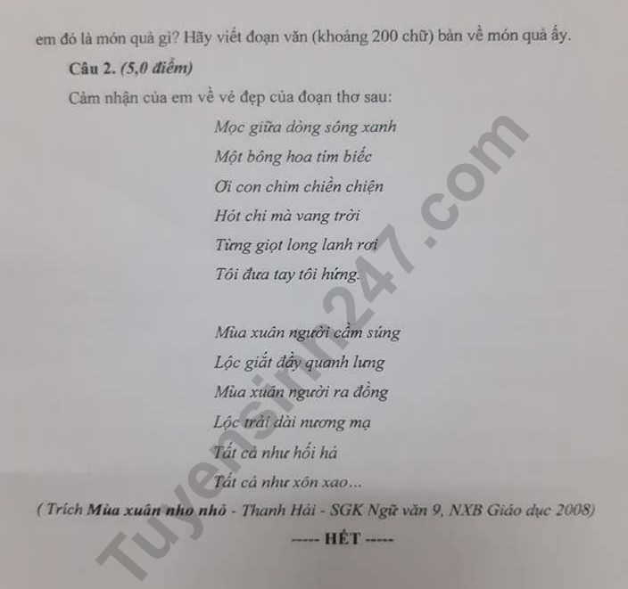 De thi vao lop 10 nam 2019 THPT Chuyen So Ca Mau mon Van (khong chuyen)
