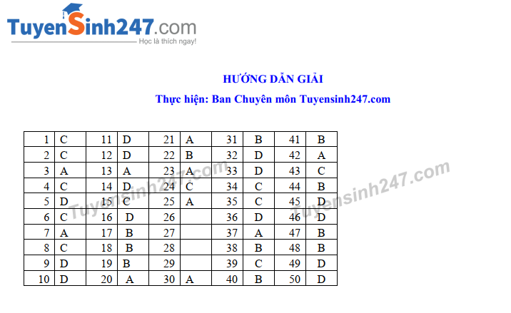 Dap an de thi vao lop 10 So GD Nam Dinh nam 2019 mon Tong hop