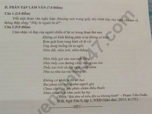 Dap an de thi vao lop 10 mon Van So Vung Tau nam 2019
