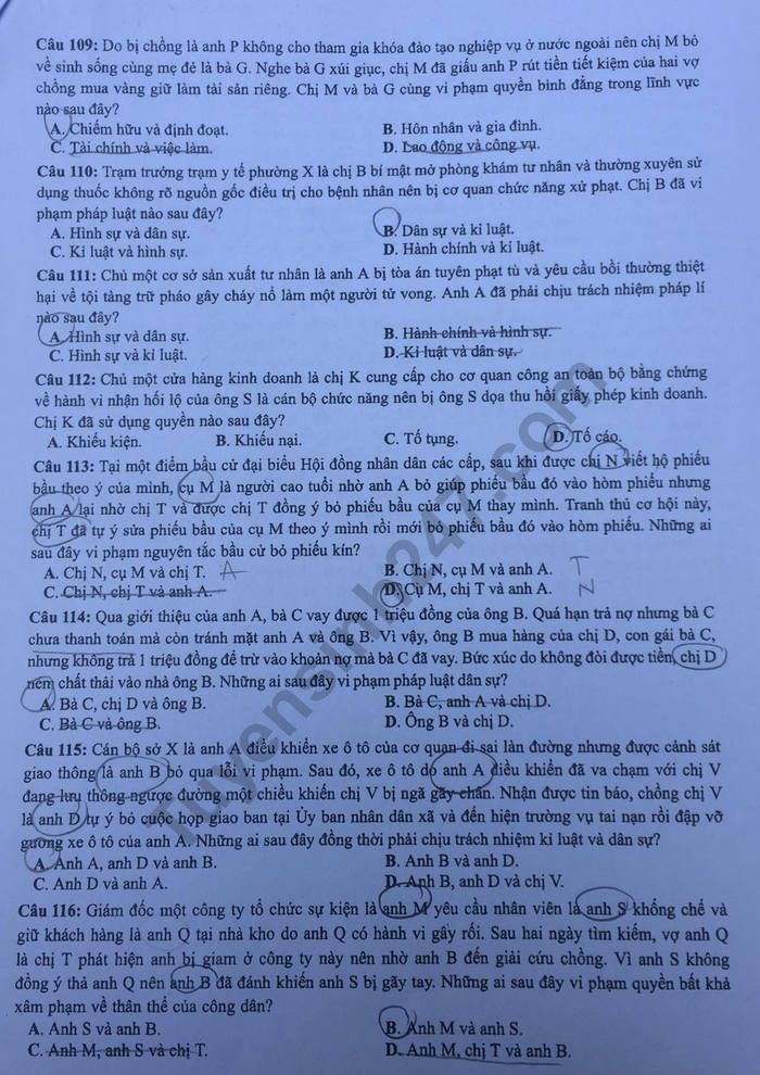 Dap an mon GDCD thi THPT Quoc Gia nam 2019 ma de 305 cua Bo GD