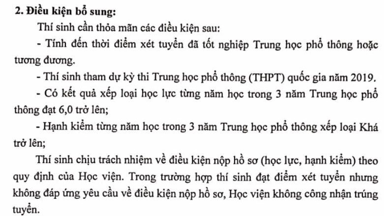 Diem san xet tuyen Hoc vien Bao chi va tuyen truyen 2019