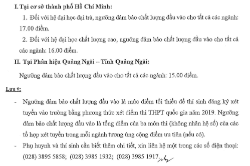 Diem san Dai hoc Cong nghiep TPHCM 2019
