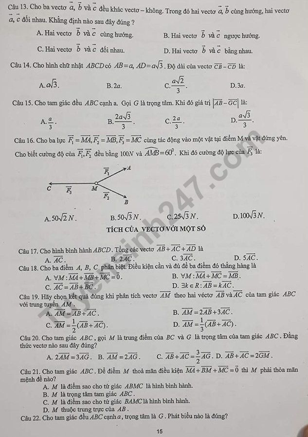 De cuong on tap ki 1 lop 10 mon Toan 2019 - THPT Yen Hoa