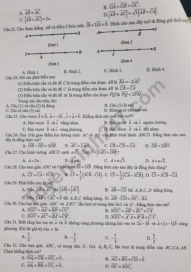 De cuong on tap ki 1 lop 10 mon Toan 2019 - THPT Yen Hoa