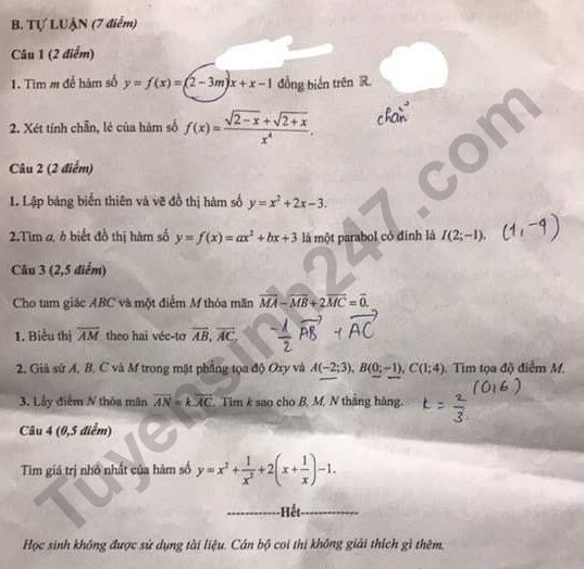 De thi giua ki 1 lop 10 mon Toan THCS & THPT Nguyen Tat Thanh 2019