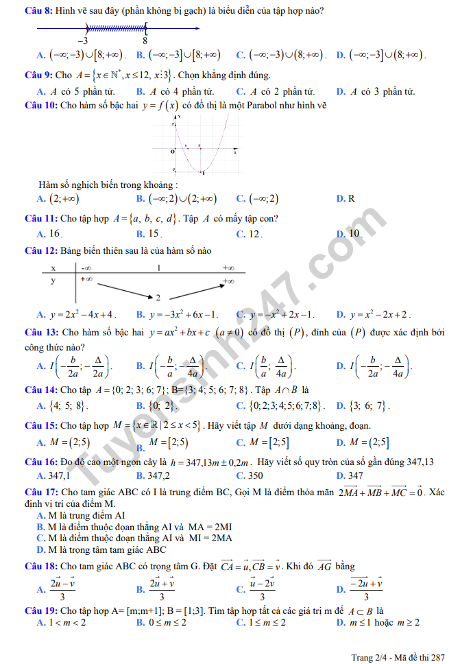 De thi giua ki 1 lop 10 mon Toan 2019 - THPT Ly Nhan Tong