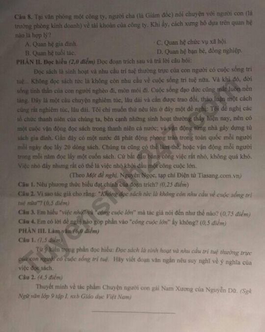 De thi giua ki 1 lop 9 mon Van - Huyen Truc Ninh 2019