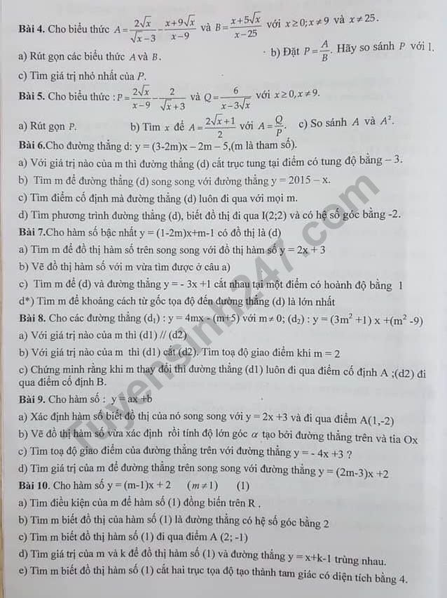 De cuong lop 9 on tap ki 1 mon Toan THCS Dich Vong Hau 2019