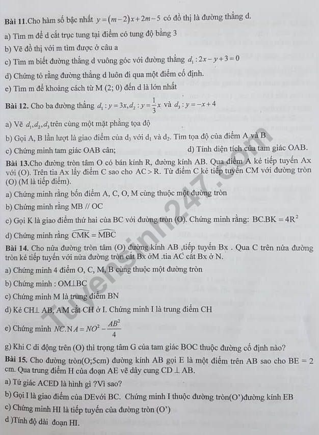De cuong lop 9 on tap ki 1 mon Toan THCS Dich Vong Hau 2019