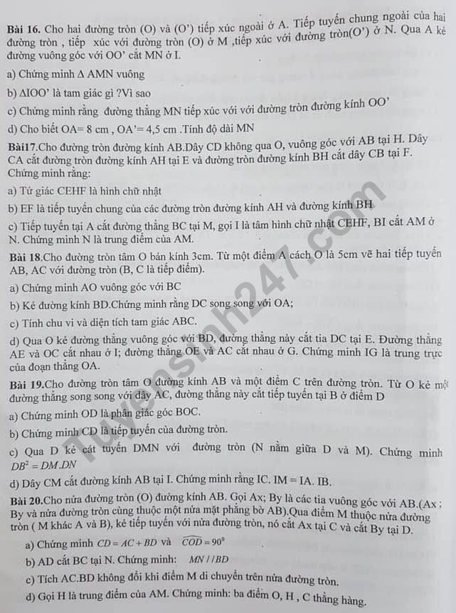 De cuong lop 9 on tap ki 1 mon Toan THCS Dich Vong Hau 2019