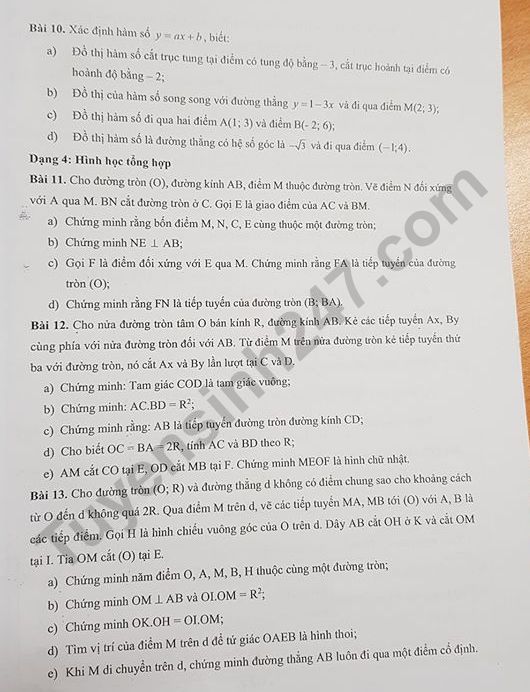 De cuong on tap ki 1 lop 9 Vinschool mon Toan 2019