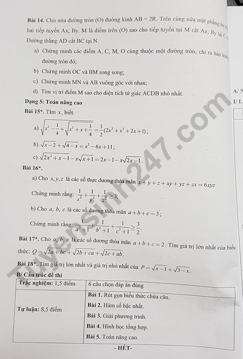 De cuong on tap ki 1 lop 9 Vinschool mon Toan 2019
