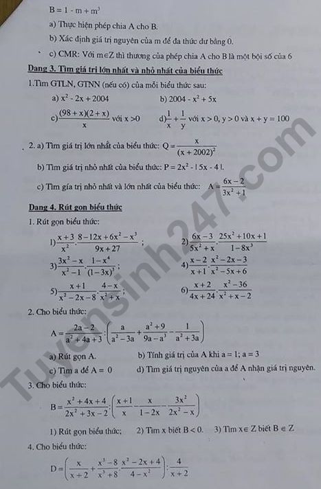 De cuong cuoi ki 1 mon Toan lop 8 - THCS Thanh Xuan 2019