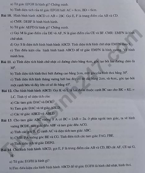 De cuong cuoi ki 1 mon Toan lop 8 - THCS Thanh Xuan 2019