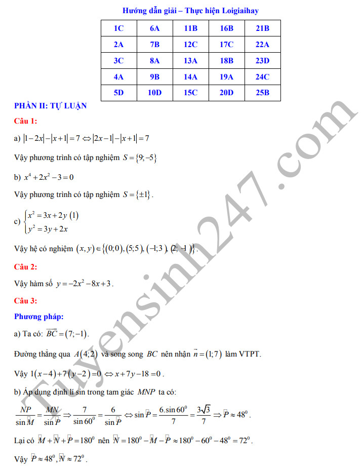 De thi ki 1 lop 10 mon Toan 2019 - 2020 THPT Dao Duy Tu (co dap an)