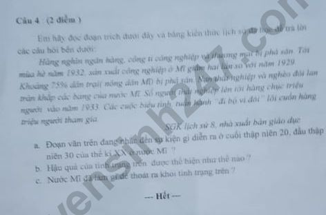 De thi mon Su lop 8 cuoi ki 1 Phong GD&DT Tan Phu nam 2019