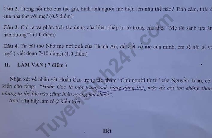 De thi lop 11 mon Van ki 1 - THPT Truong Chinh nam 2019
