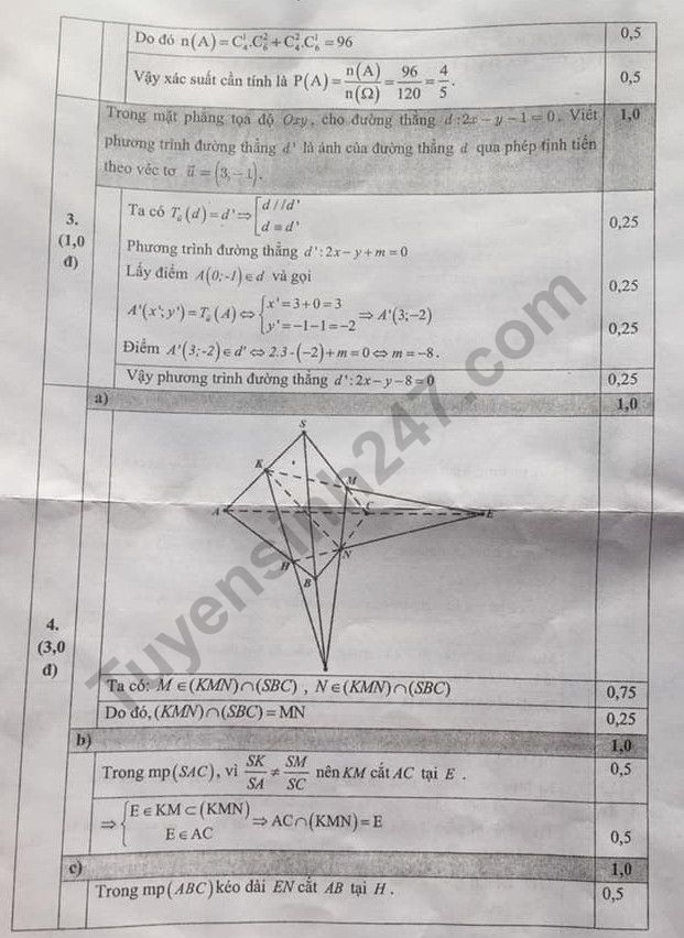 De thi ki 1 mon Toan lop 11 So GD Bac Ninh co dap an 2019