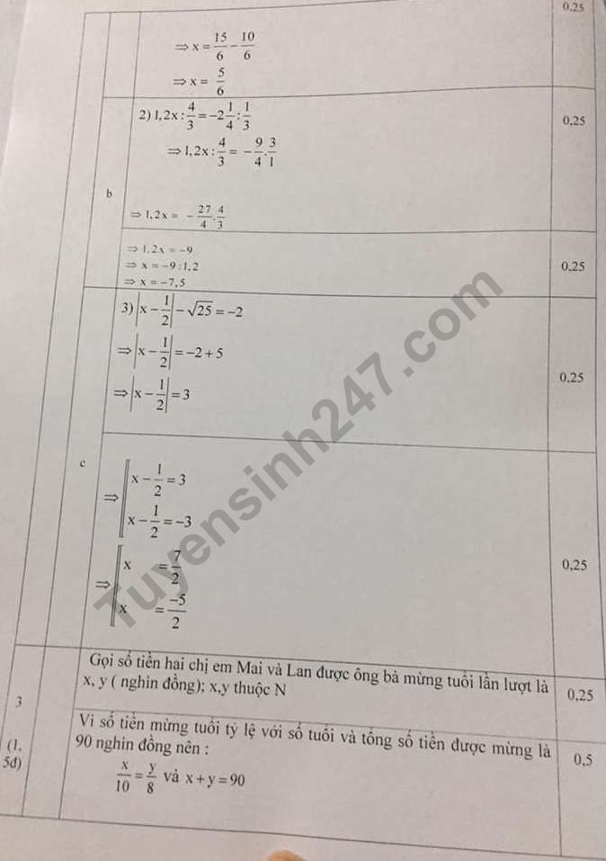 De thi ki 1 lop 7 mon Toan 2019 - 2020 Quoc Oai co dap an