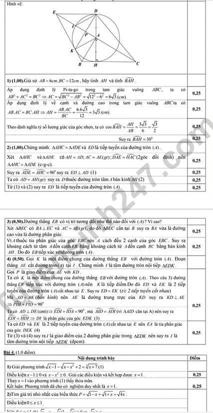 De thi hoc ki 1 lop 9 mon Toan 2019 - 2020 So GD Nam Dinh co dap an