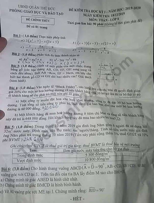 De thi mon Toan lop 8 ki 1 Phong GD&DT Thu Duc 2019
