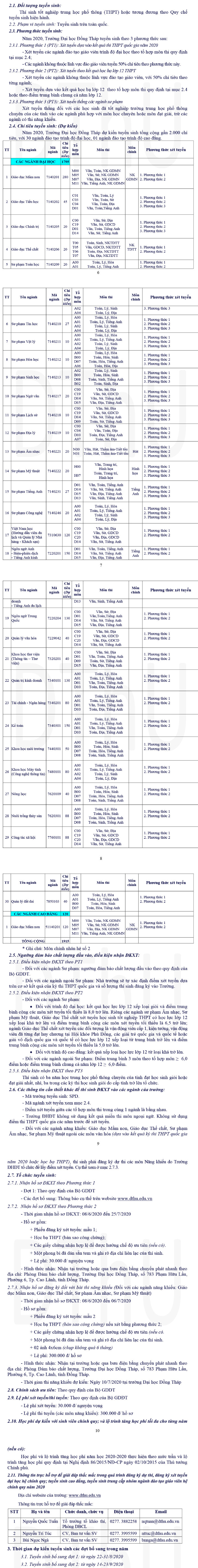 Phuong an tuyen sinh Dai hoc Dong Thap 2020