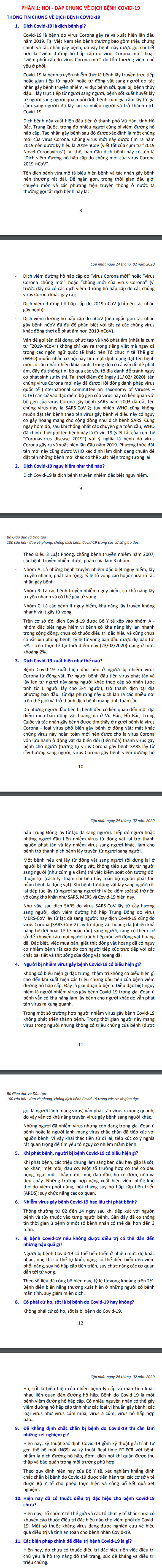 Bo GD cong bo tai lieu 100 cau hoi dap ve phong chong dich Covid-19