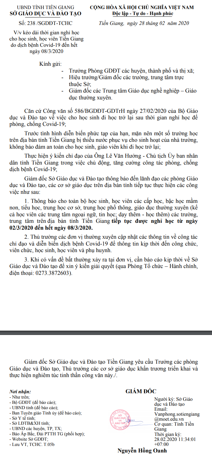 Tinh dau tien tiep tuc cho hoc sinh nghi hoc het ngay 8/3