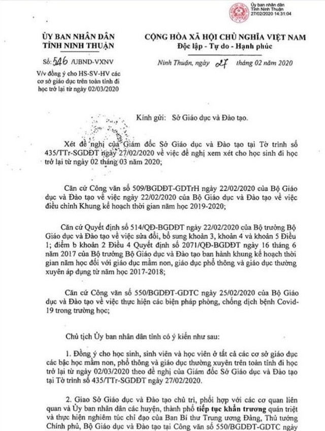 Da co 3 tinh quyet dinh cho hoc sinh di hoc tu 2/3