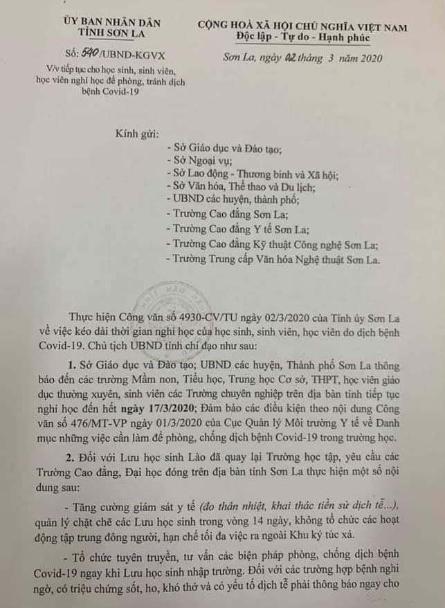 Tinh dau tien cho hoc sinh THPT tiep tuc nghi het ngay 17/3 sau 1 ngay di hoc