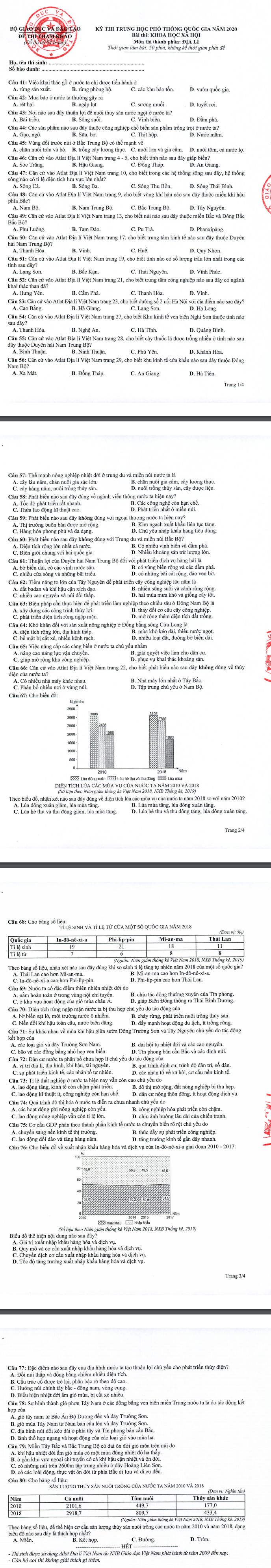 Huong dan giai de thi minh hoa mon Dia THPTQG 2020