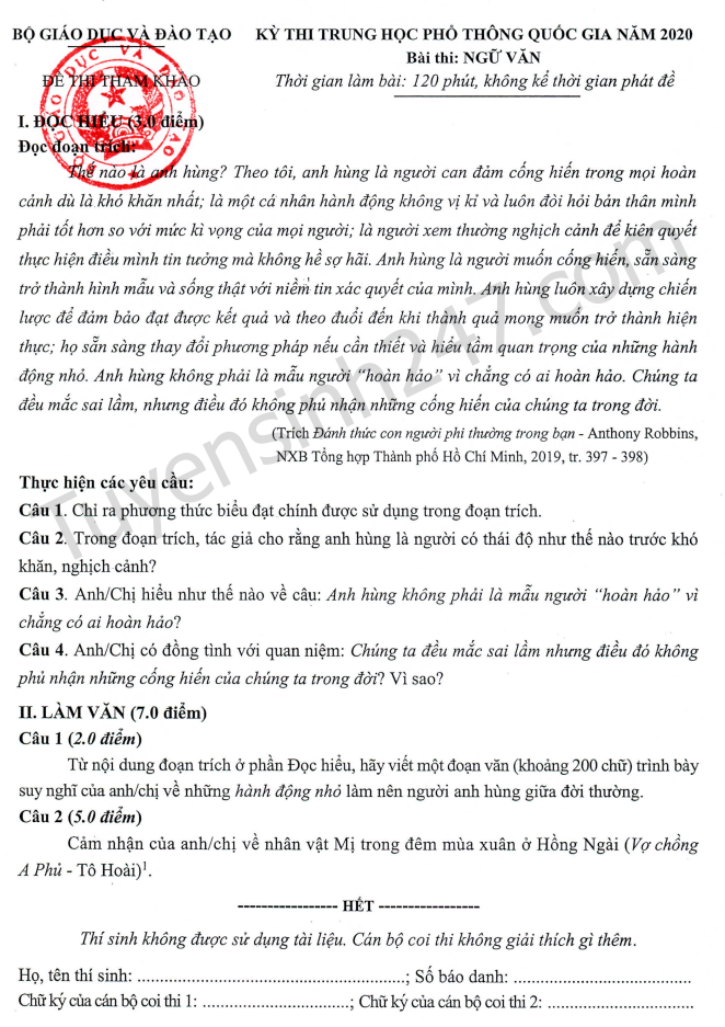Huong dan giai de thi minh hoa THPTQG mon Van 2020