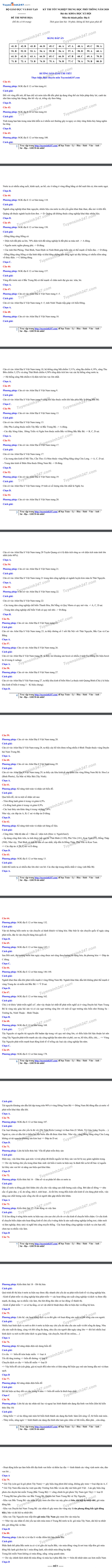 Huong dan giai de minh hoa mon Dia tot nghiep THPT 2020