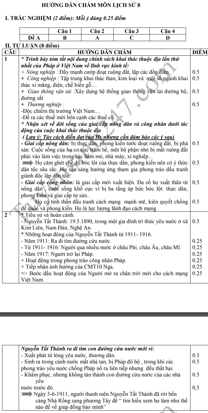 De thi ki 2 lop 8 mon Su - THCS Hoa Chinh 2019