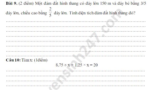 De thi hoc ki 2 mon Toan lop 5 TH-THCS Trung My nam 2020