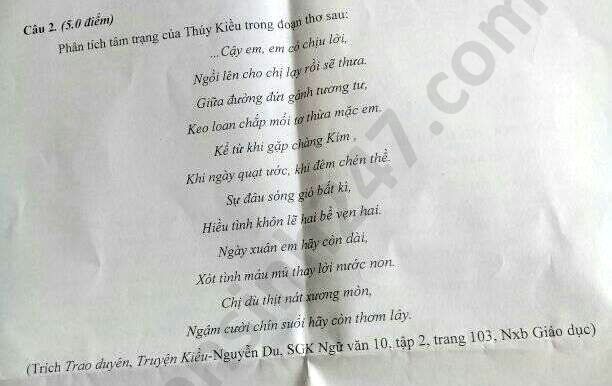 De thi hoc ki 2 mon Van lop 10 THPT Duy Tan nam 2020