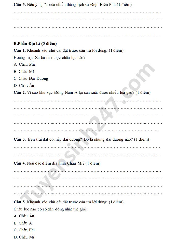 De thi hoc ki 2 mon Su-Dia lop 5 nam 2020 TH Truong Xuan 1