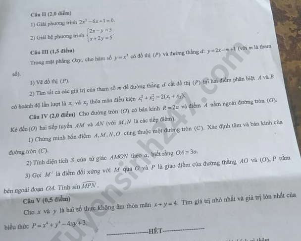 Dap an de thi mon Toan vao lop 10 - tinh Hau Giang nam 2020